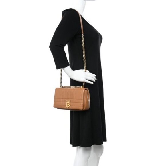 Burberry Small Lola Lambskin Quilted Exploded Check Chain Bag Marple Bro… - Picture 14 of 16